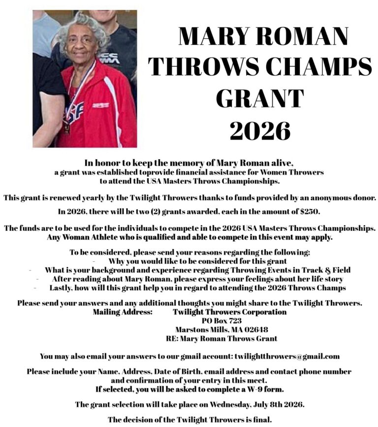 Mary Roman Throws Champs Grant